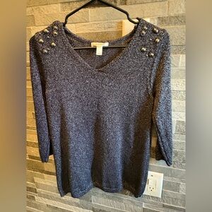 dressbarn Metallic Knit Sweater